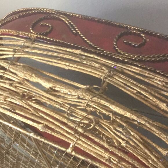 Red scroll Christmas basket rustic natural gift basket woven - Picture 8 of 8